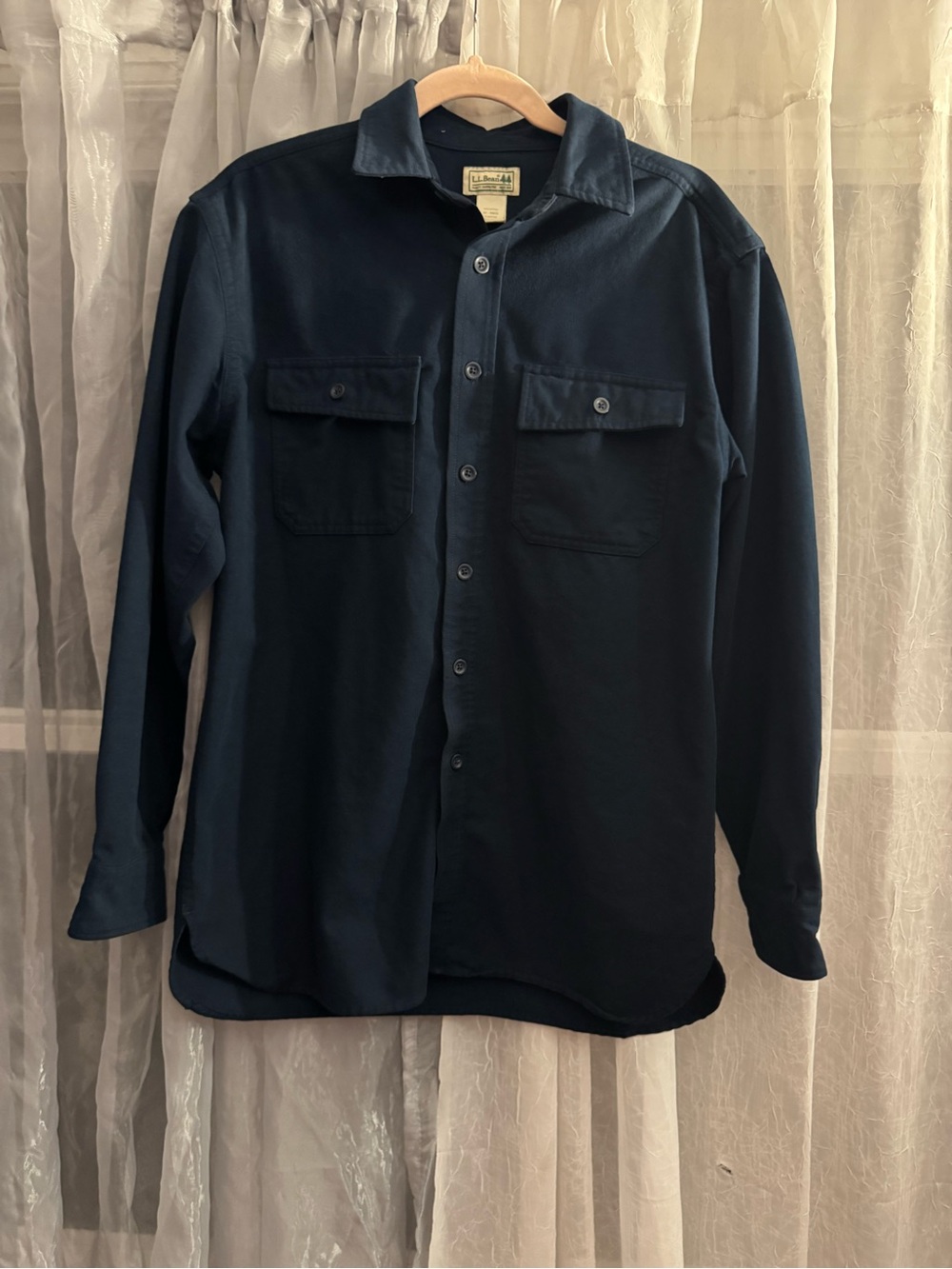 Vintage L.L. Bean Navy Chamois Cloth Button Down Shirt